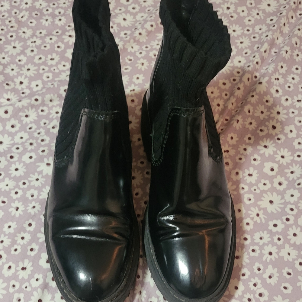 Black Patent Leather Ankle Boots